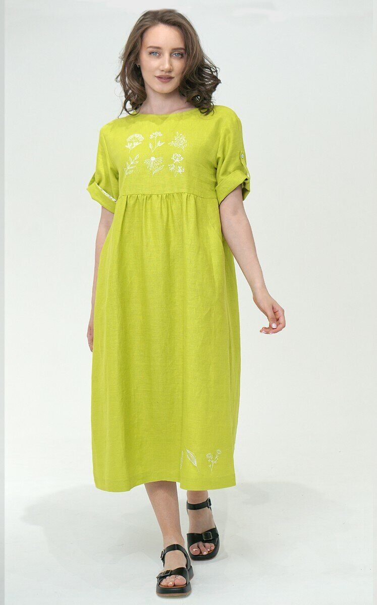 Платье льняное салатовое OSTRAYA ROZA (48)